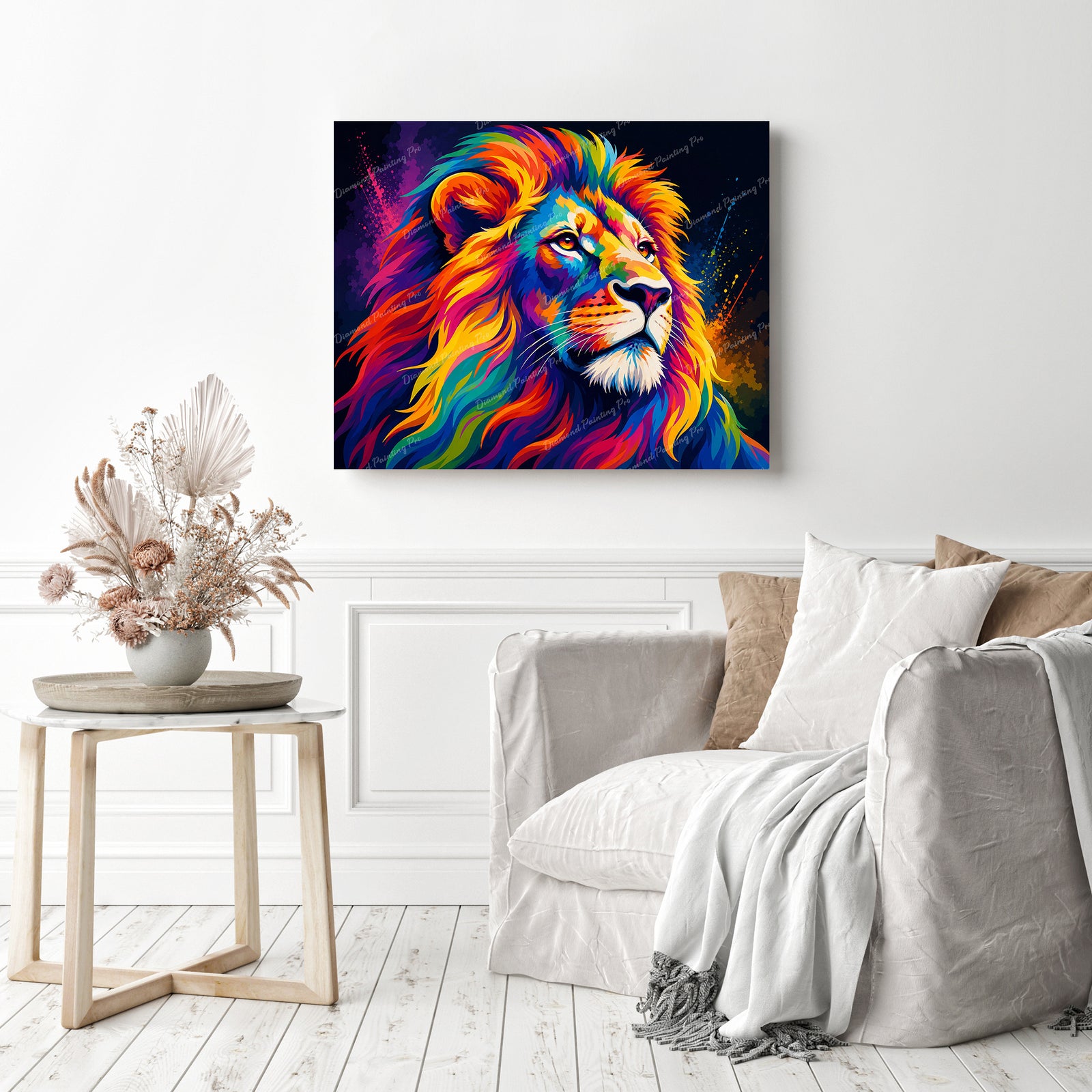 Vibrant Rainbow Lion Diamond Painting as Home Decor
