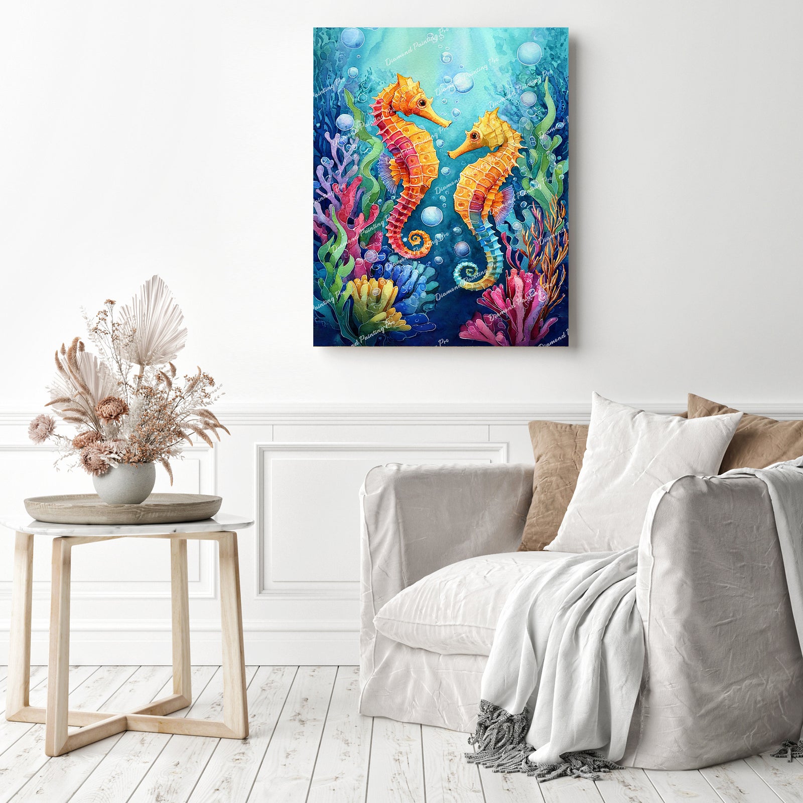 Vibrant Seahorses Diamond Painting as Home Decor