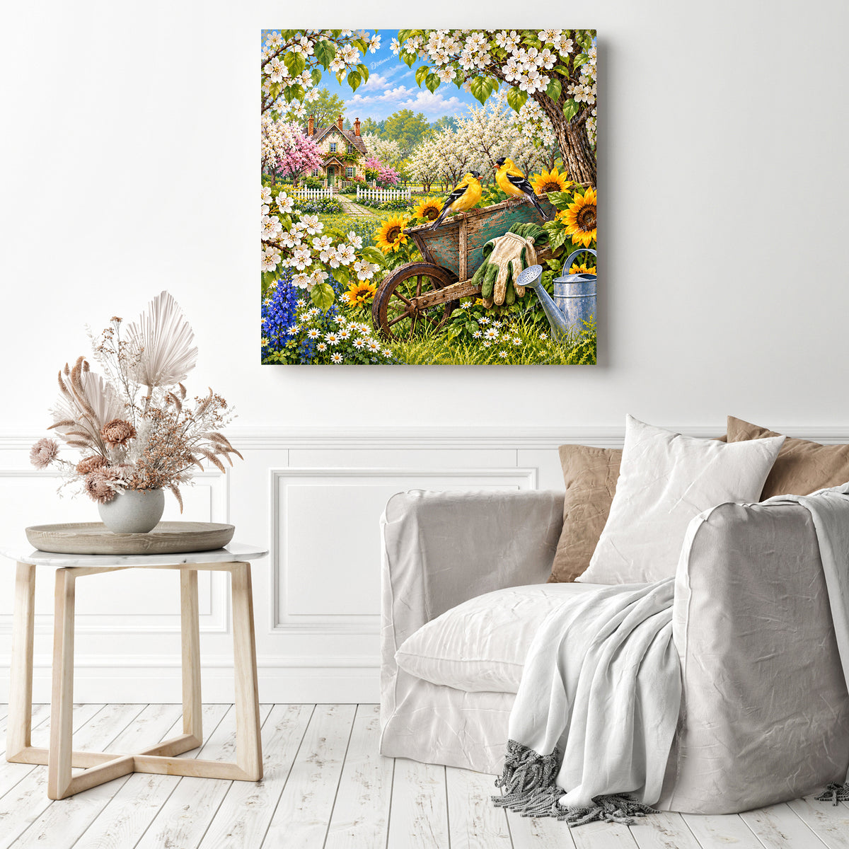 Wheelbarrow Afternoon Diamond Painting as Home Decor