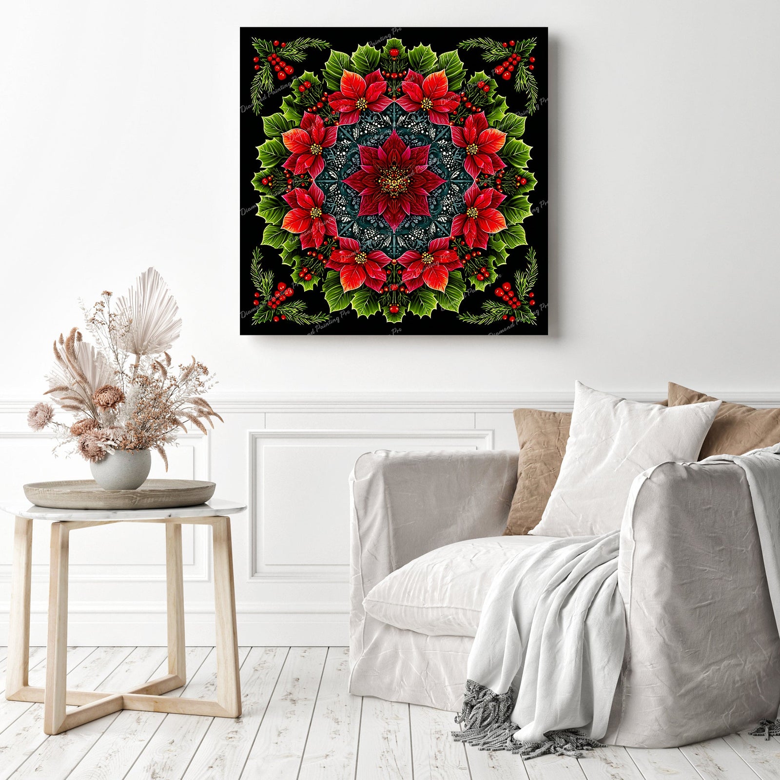 Wreath of Winter Roses Diamond Painting as Home Decor