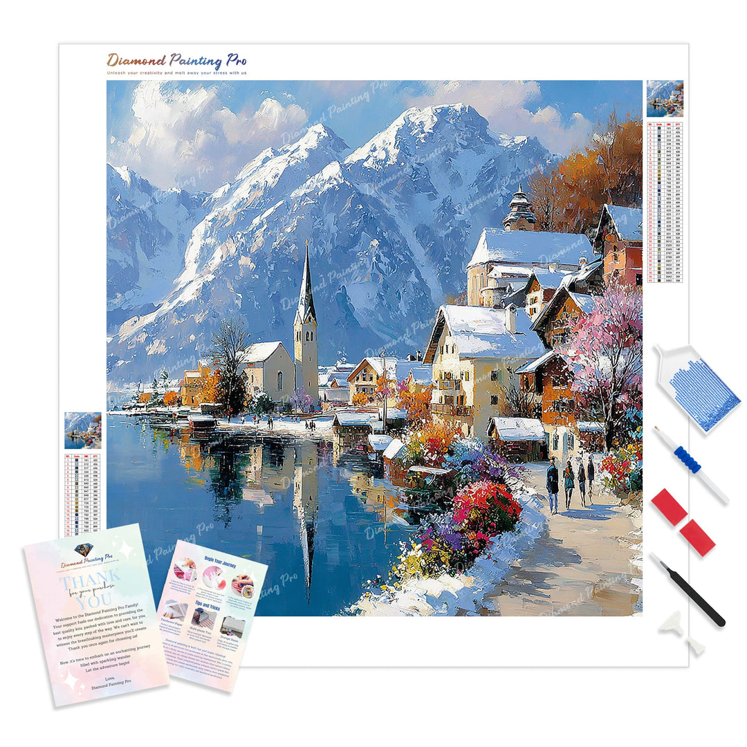 Alpine Valley Bloom Diamond Painting Kit - Full Drill / Square or Round Diamonds with AB Drills Option