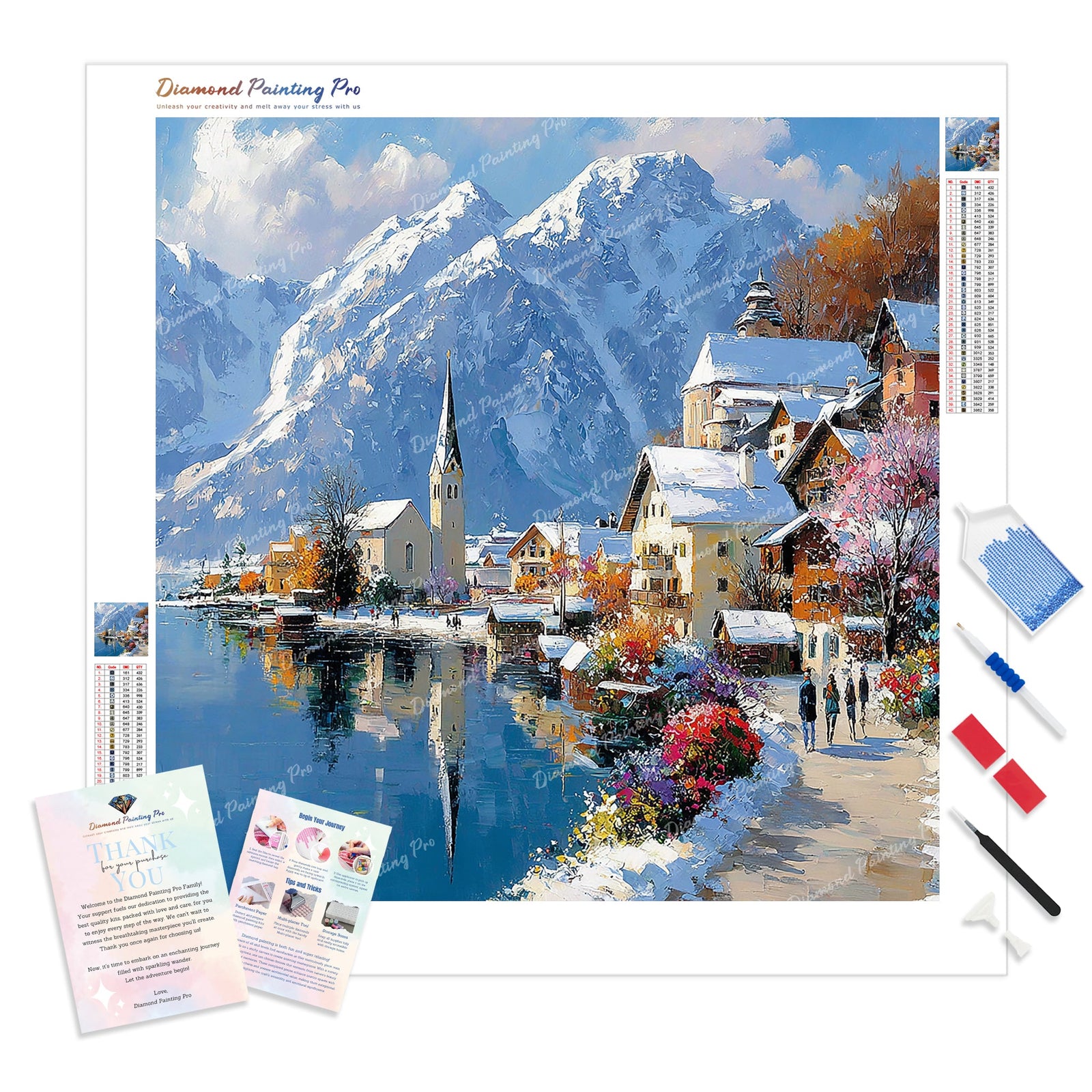 Alpine Valley Bloom Diamond Painting Kit - Full Drill / Square or Round Diamonds with AB Drills Option