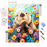 Otterly Adorable Blooms | Diamond Painting Kit - Full Drill - Square or Round Diamonds with AB Drills Option