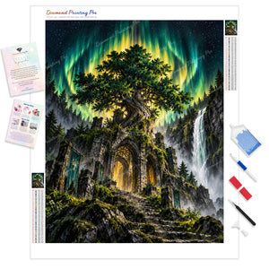 Aurora Tree Temple | Diamond Painting
