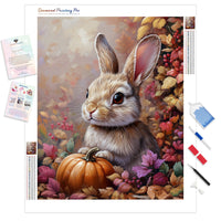 Autumn Bunny Diamond Painting Kit - Full Drill / Square or Round Diamonds with AB Drills Option