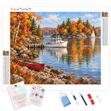 Autumn Lake Shore Diamond Painting Kit - Full Drill / Square or Round Diamonds with AB Drills Option