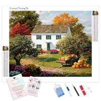 Bountiful Harvest House Diamond Painting Kit - Full Drill / Square or Round Diamonds with AB Drills Option