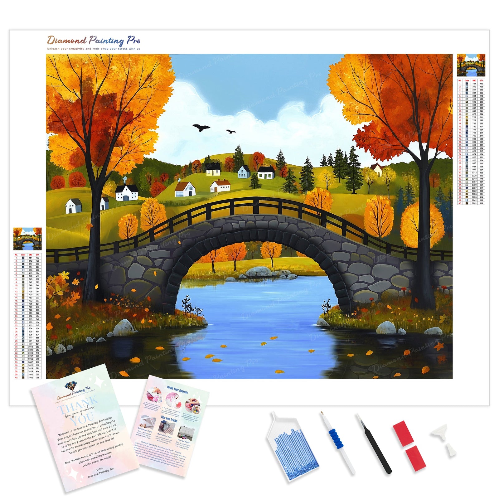 Bridge to Cozyville | Diamond Painting Kit - Full Drill - Square or Round Diamonds with AB Drills Option