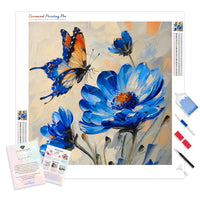 Blue Blossom Beauty | Diamond Painting Kit - Full Drill - Square or Round Diamonds with AB Drills Option