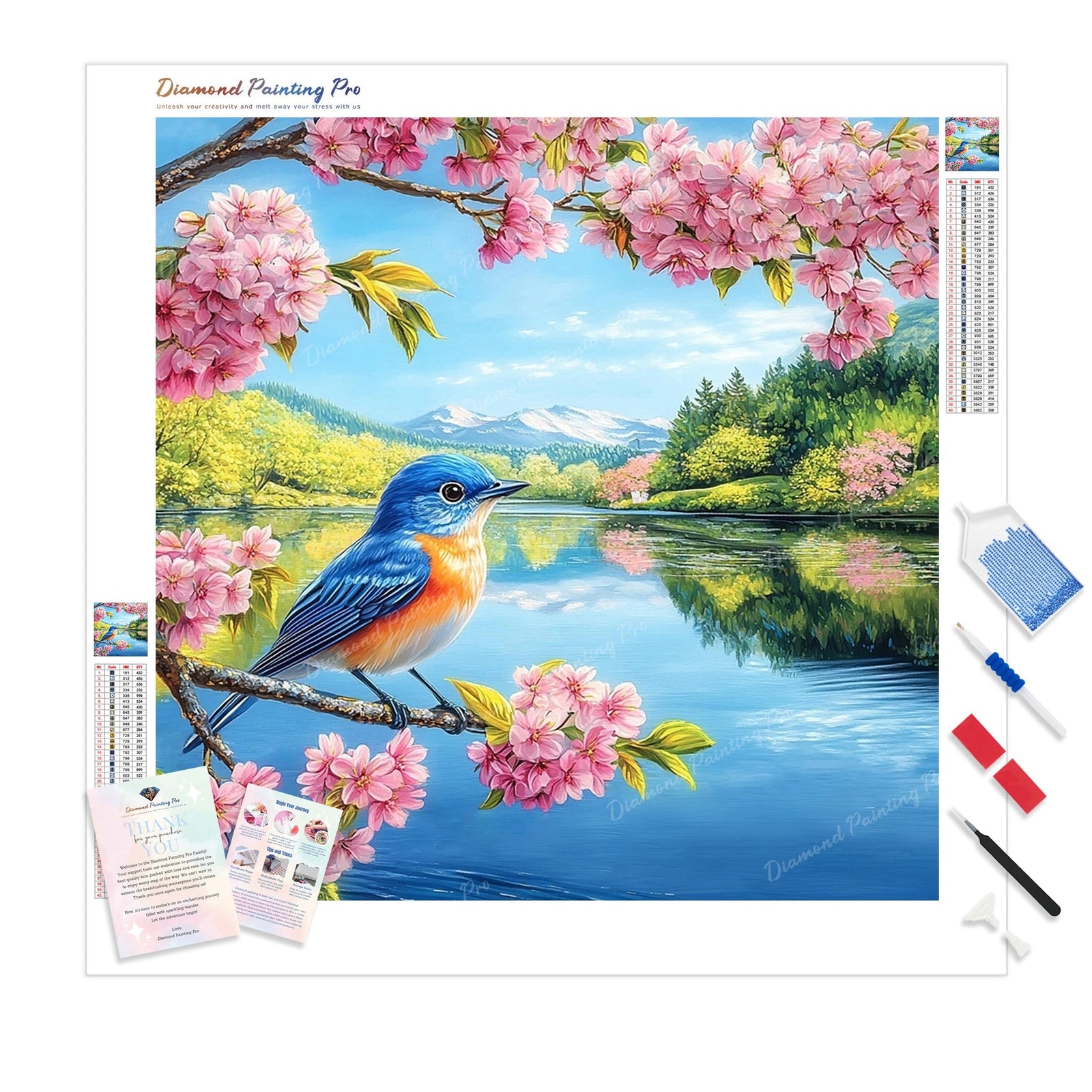 Cherry Lake Birdie Diamond Painting Kit - Full Drill / Square or Round Diamonds with AB Drills Option