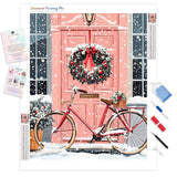 Christmas Bike Ride Diamond Painting Kit - Full Drill / Square or Round Diamonds with AB Drills Option