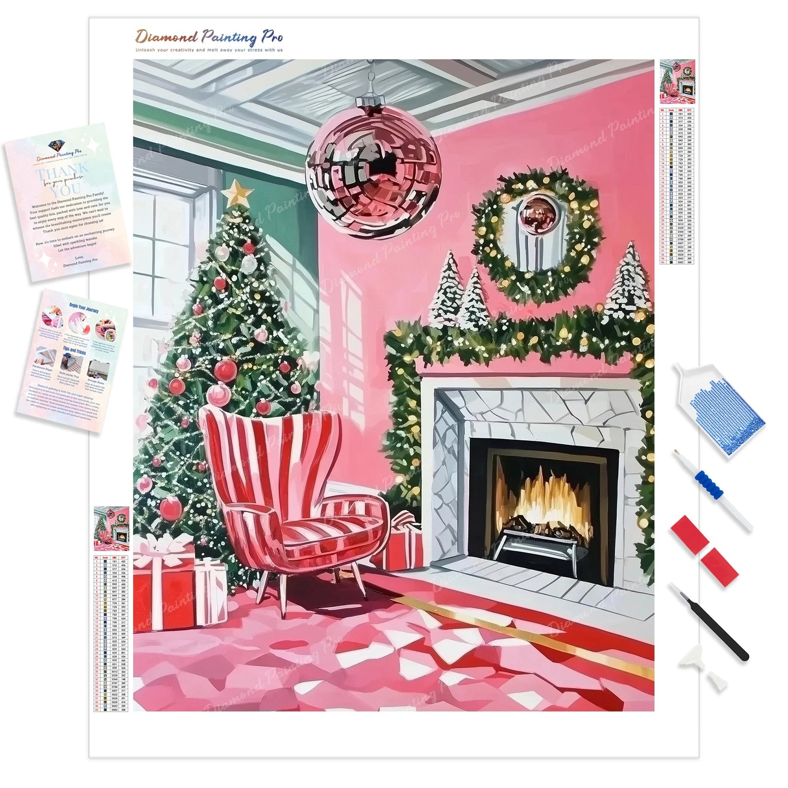 Christmas Disco Diamond Painting Kit - Full Drill / Square or Round Diamonds with AB Drills Option