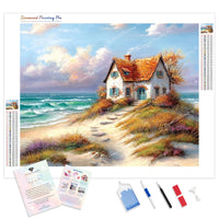 Coastal Cottage Diamond Painting Kit - Full Drill / Square or Round Diamonds with AB Drills Option