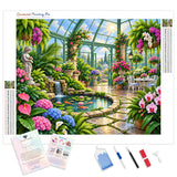 Conservatory Garden Diamond Painting Kit - Full Drill / Square or Round Diamonds with AB Drills Option