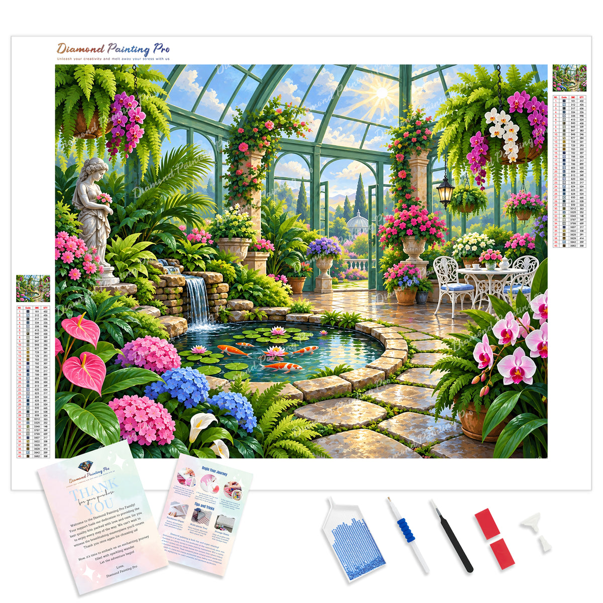 Conservatory Garden Diamond Painting Kit - Full Drill / Square or Round Diamonds with AB Drills Option
