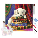 Puppy's Tale Time | Diamond Painting Kit - Full Drill - Square or Round Diamonds with AB Drills Option