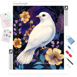 Dove and Blossoms Diamond Painting Kit - Full Drill / Square or Round Diamonds with AB Drills Option