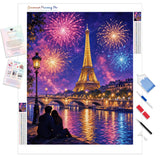 Eiffel Tower Fireworks Diamond Painting Kit - Full Drill / Square or Round Diamonds with AB Drills Option