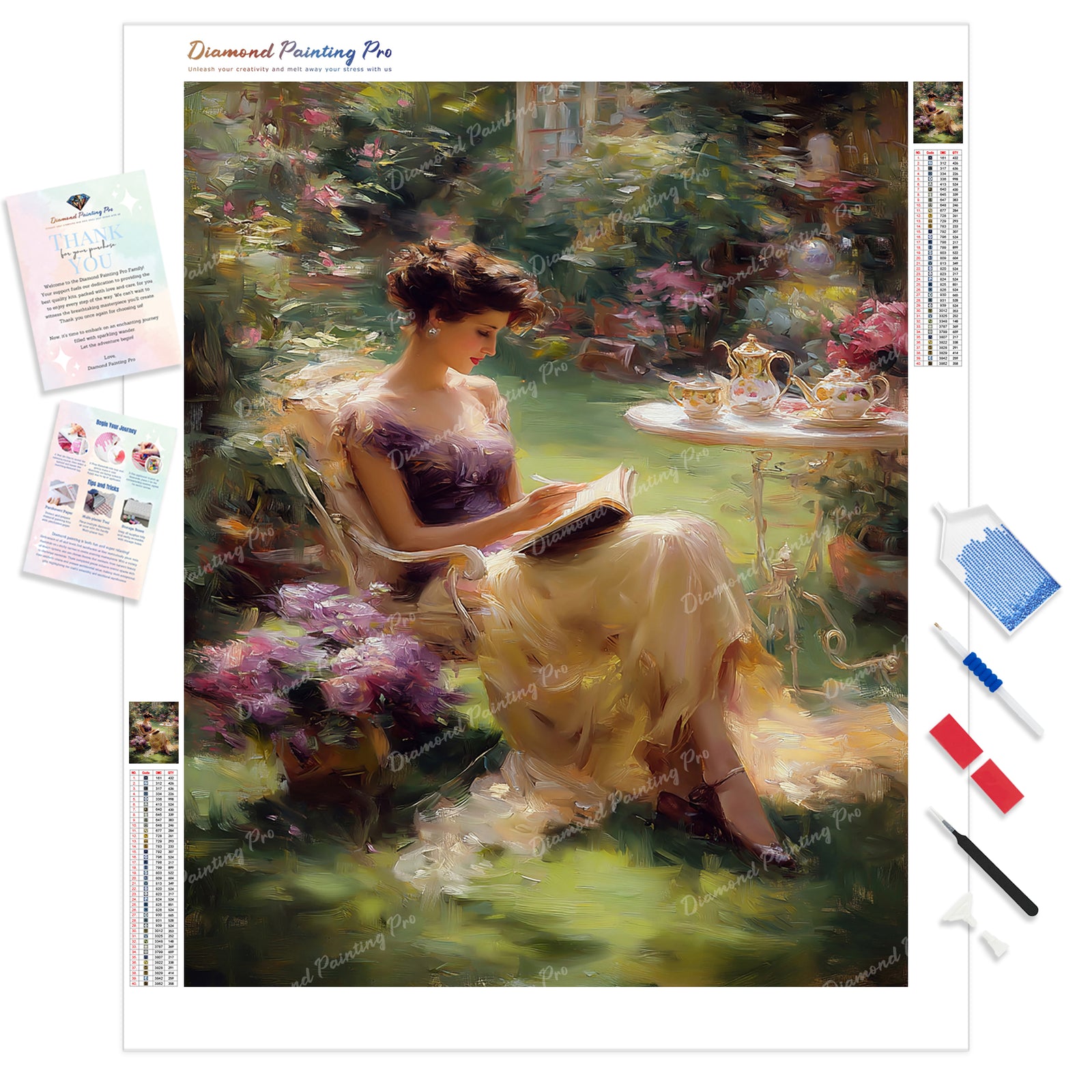 Elegant Reader Diamond Painting Kit - Full Drill / Square or Round Diamonds with AB Drills Option