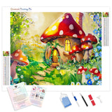 Enchanted Mushroom Cottage | Diamond Painting Kit - Full Drill - Square or Round Diamonds with AB Drills Option