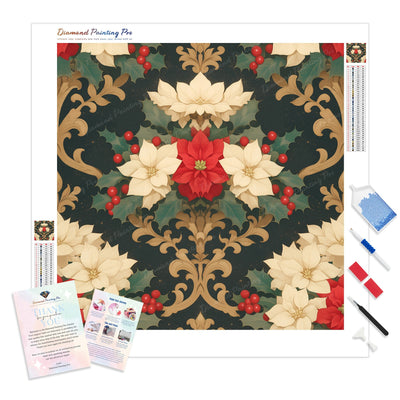 Festive Christmas Pattern Diamond Painting Kit - Full Drill / Square or Round Diamonds with AB Drills Option