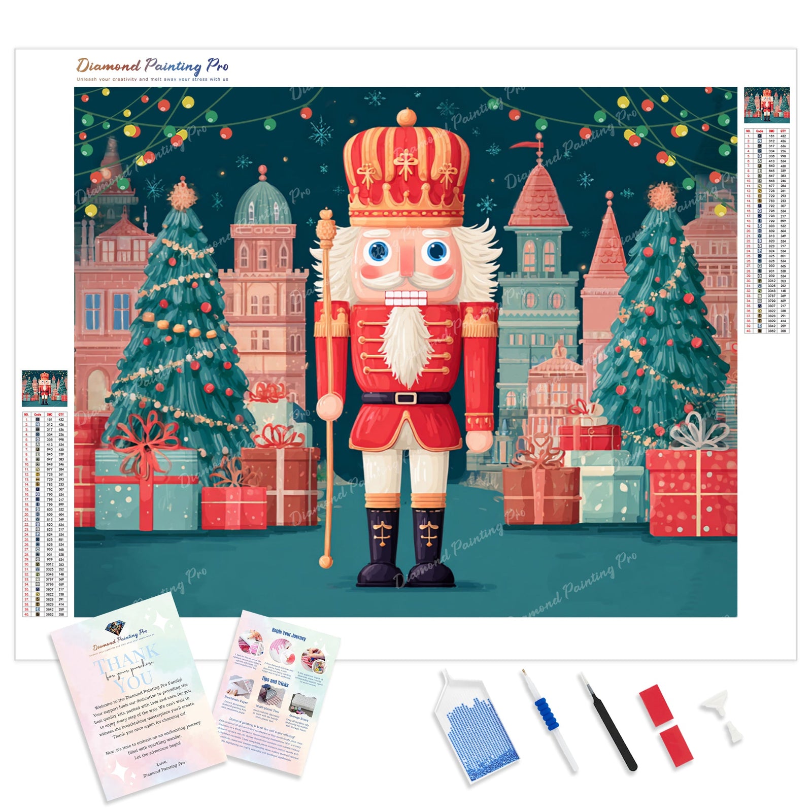 Festive Nutcracker Diamond Painting Kit - Full Drill / Square or Round Diamonds with AB Drills Option