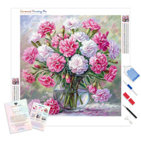 Carnation Vase | Diamond Painting Kit - Full Drill - Square or Round Diamonds with AB Drills Option