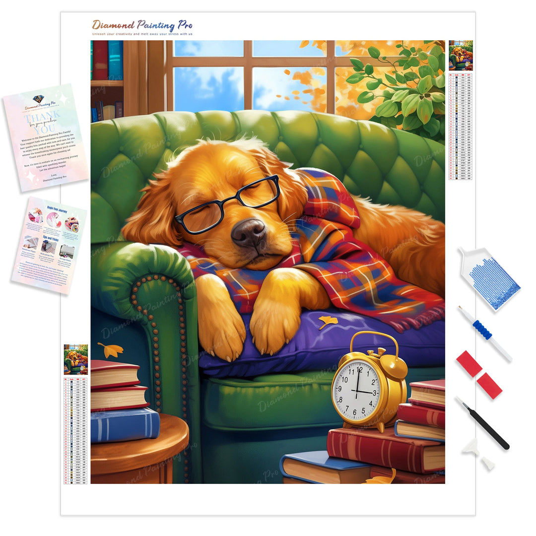 Frankie's Afternoon Nap | Diamond Painting Kit - Full Drill - Square or Round Diamonds with AB Drills Option