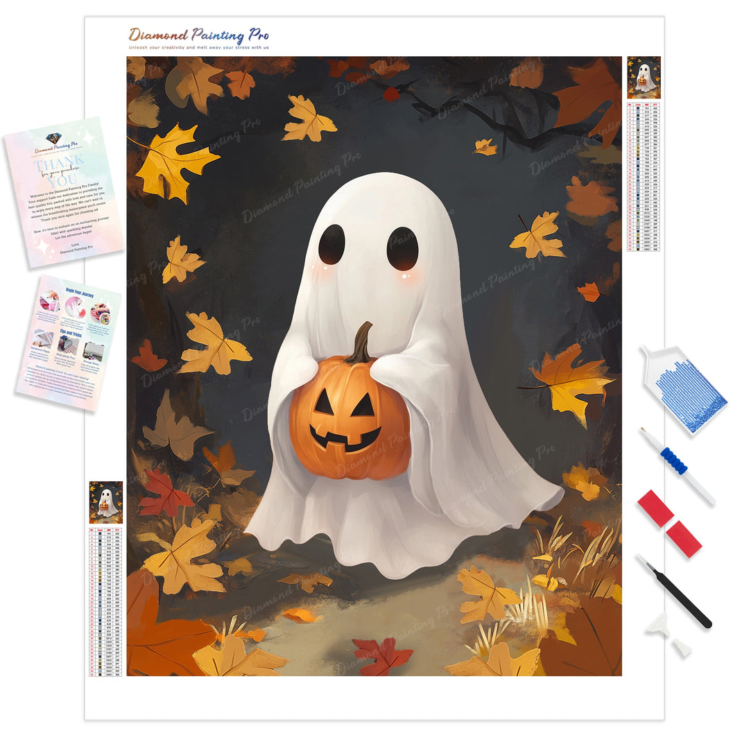 Friendly Ghost Lantern Hug | Diamond Painting Kit - Full Drill - Square or Round Diamonds with AB Drills Option