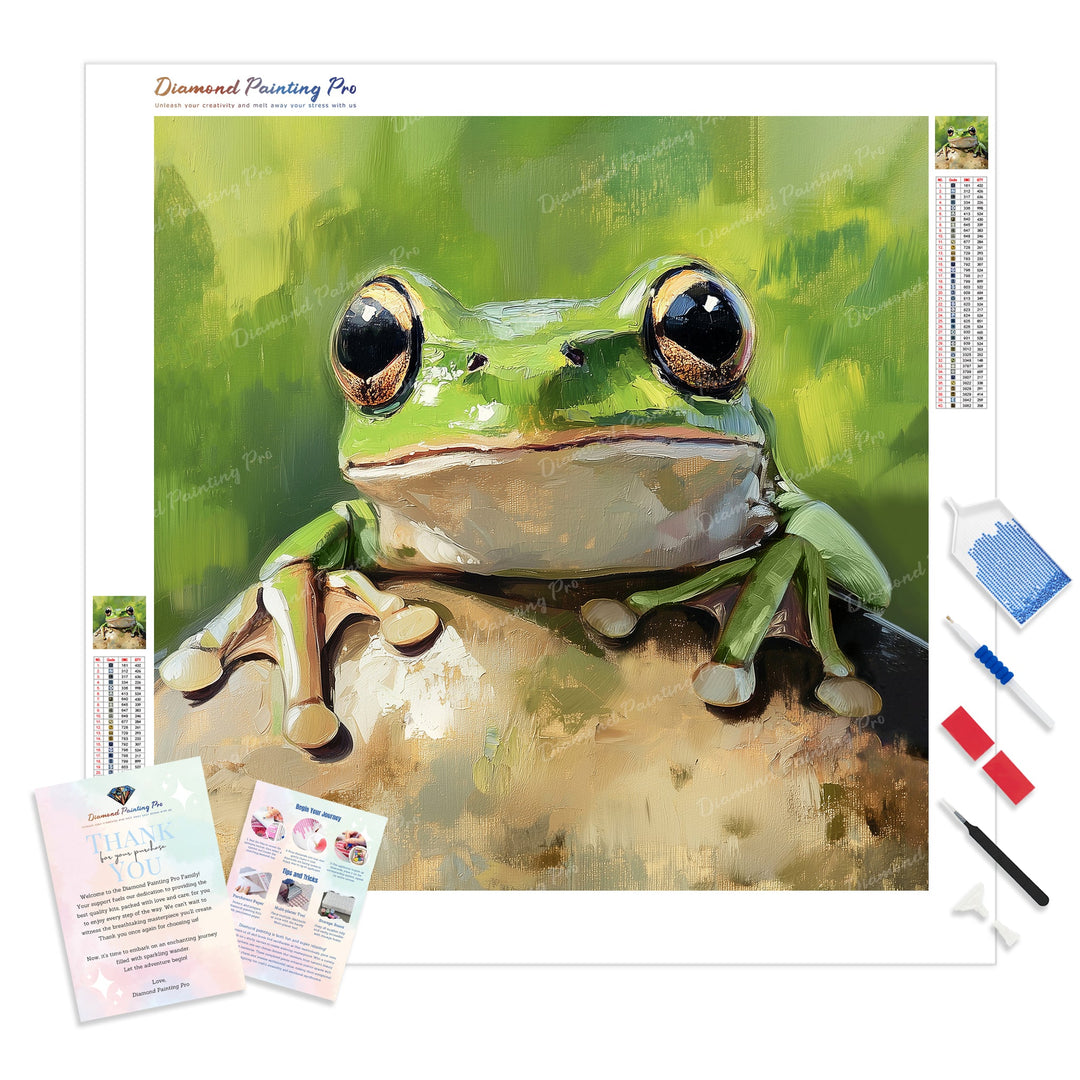 Froggy Gaze of Wonder | Diamond Painting Kit - Full Drill - Square or Round Diamonds with AB Drills Option