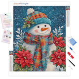 Frosty Bloom Snowman Diamond Painting Kit - Full Drill / Square or Round Diamonds with AB Drills Option