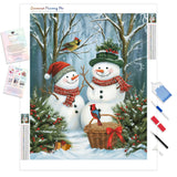 Frosty Forest Friends Diamond Painting Kit - Full Drill / Square or Round Diamonds with AB Drills Option