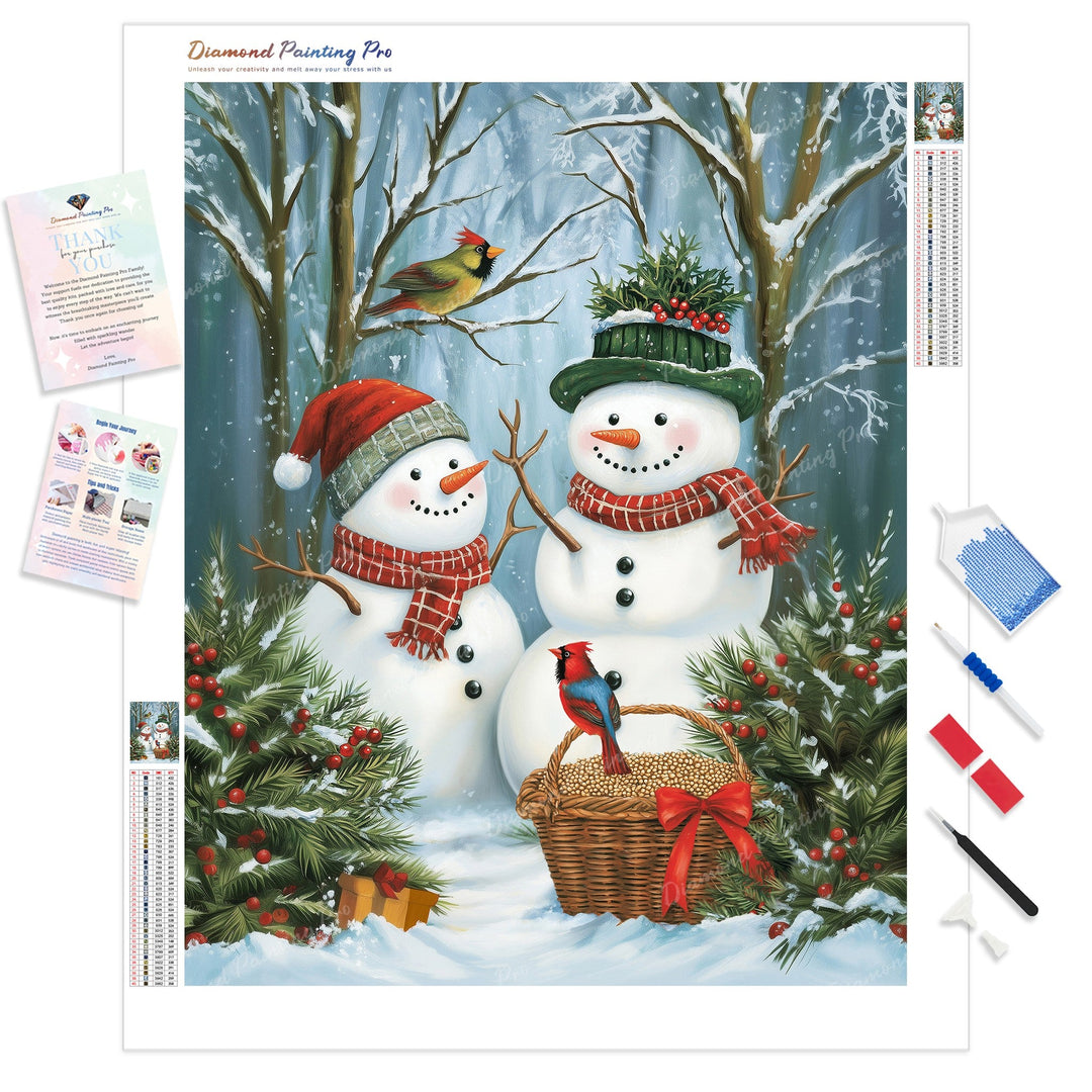 Frosty Forest Friends Diamond Painting Kit - Full Drill / Square or Round Diamonds with AB Drills Option