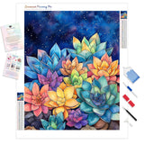 Garden of Succulents Diamond Painting Kit - Full Drill / Square or Round Diamonds with AB Drills Option