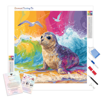 Happy Seal Diamond Painting Kit - Full Drill / Square or Round Diamonds with AB Drills Option