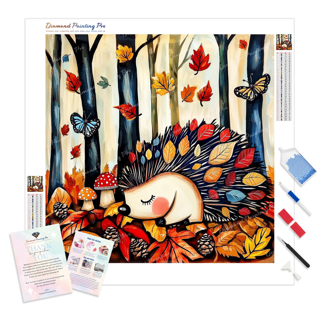 Hedgehog Autumn Hideaway | Diamond Painting