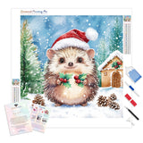 Hedgehog's Christmas Diamond Painting Kit - Full Drill / Square or Round Diamonds with AB Drills Option