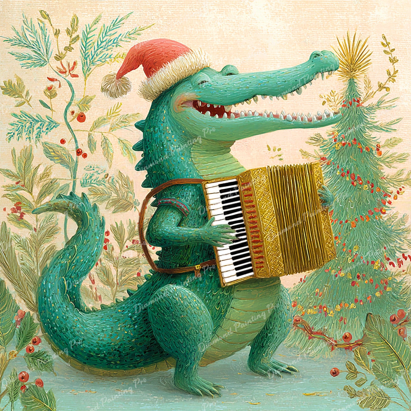 Alligator Musician Diamond Art Design - Full Drill with 5d Square or Round Diamonds / AB Drills Available