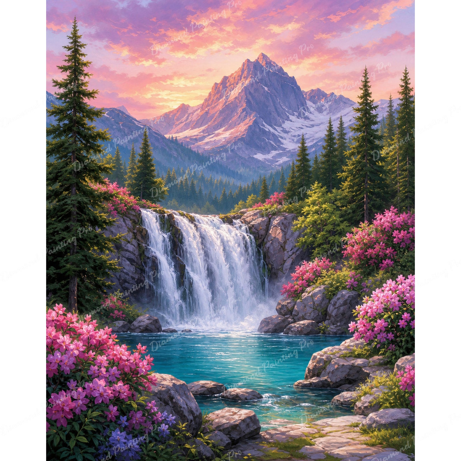 Alpine Floral Falls Diamond Art Design - Full Drill with 5d Square or Round Diamonds / AB Drills Available