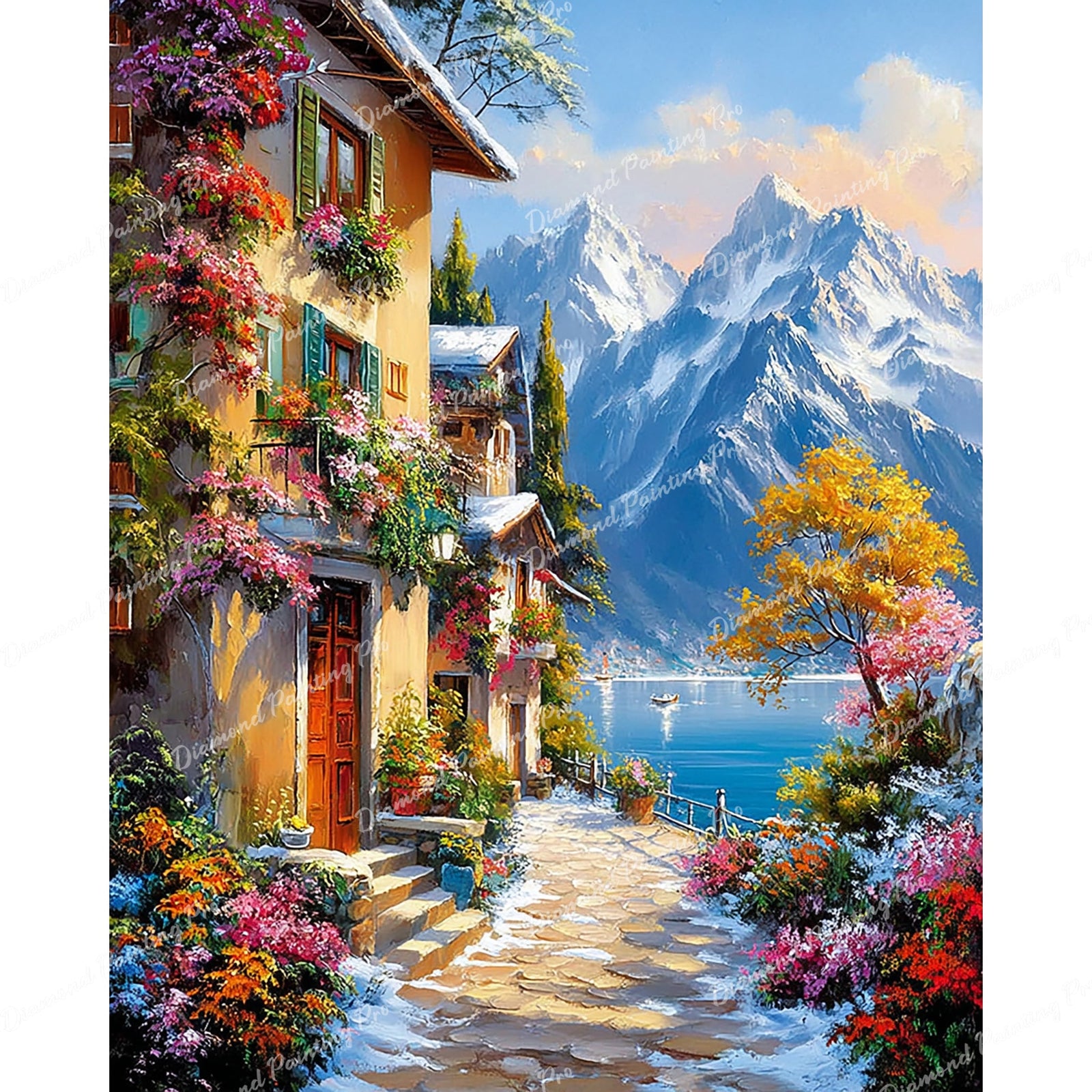 Alpine Path in Bloom Diamond Art Design - Full Drill with 5d Square or Round Diamonds / AB Drills Available