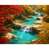 Autumn Forest Stream Diamond Art Design - Full Drill with 5d Square or Round Diamonds / AB Drills Available