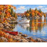 Autumn Lake Shore Diamond Art Design - Full Drill with 5d Square or Round Diamonds / AB Drills Available