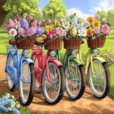 Bicycles with Flowers Diamond Art Design - Full Drill with 5d Square or Round Diamonds / AB Drills Available