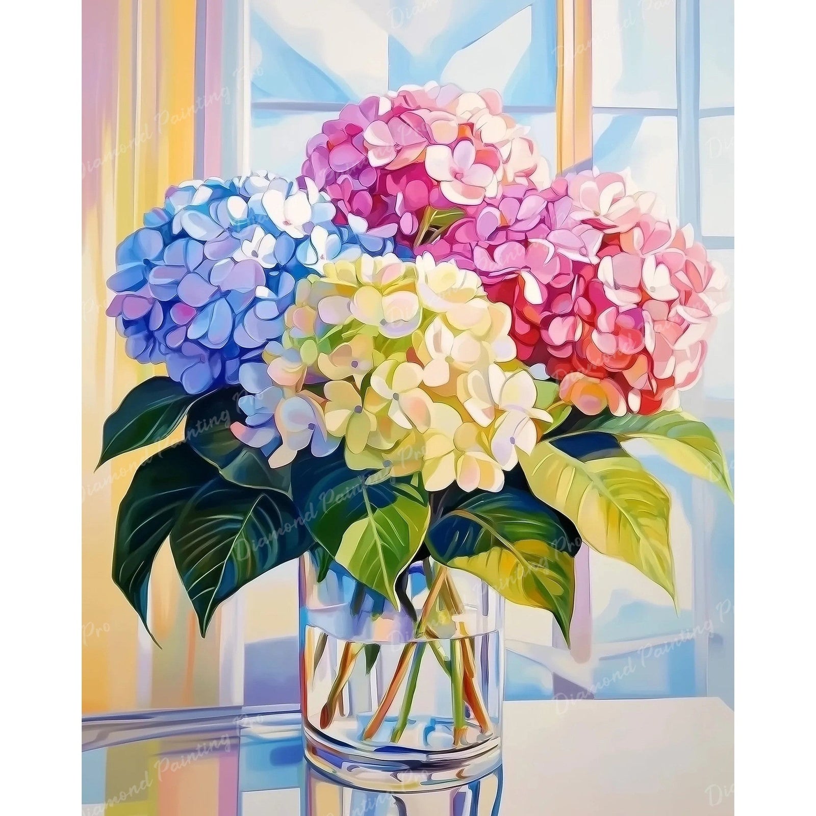 Blooming Hydrangea Diamond Art Design - Full Drill with 5d Square or Round Diamonds / AB Drills Available