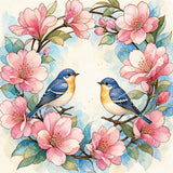 Bluebird and Floral Wreath Diamond Art Design - Full Drill with 5d Square or Round Diamonds / AB Drills Available