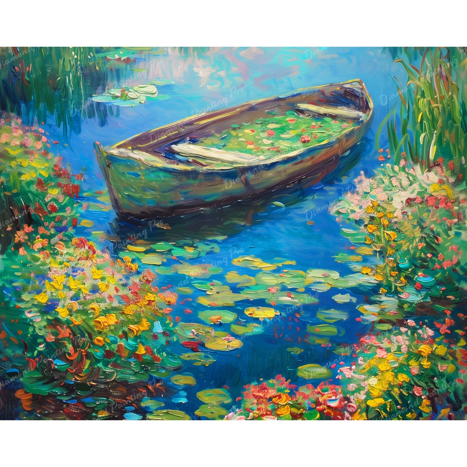 Boat on Tranquil Waters | Diamond Painting Design - Full Drill Diamond Art with 5d Square or Round Diamonds - AB Drills Available