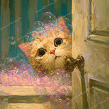Bubble Bath Cat Diamond Art Design - Full Drill with 5d Square or Round Diamonds / AB Drills Available