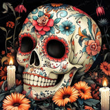 Candlelit Skulls | Diamond Painting Design - Full Drill Diamond Art with 5d Square or Round Diamonds - AB Drills Available