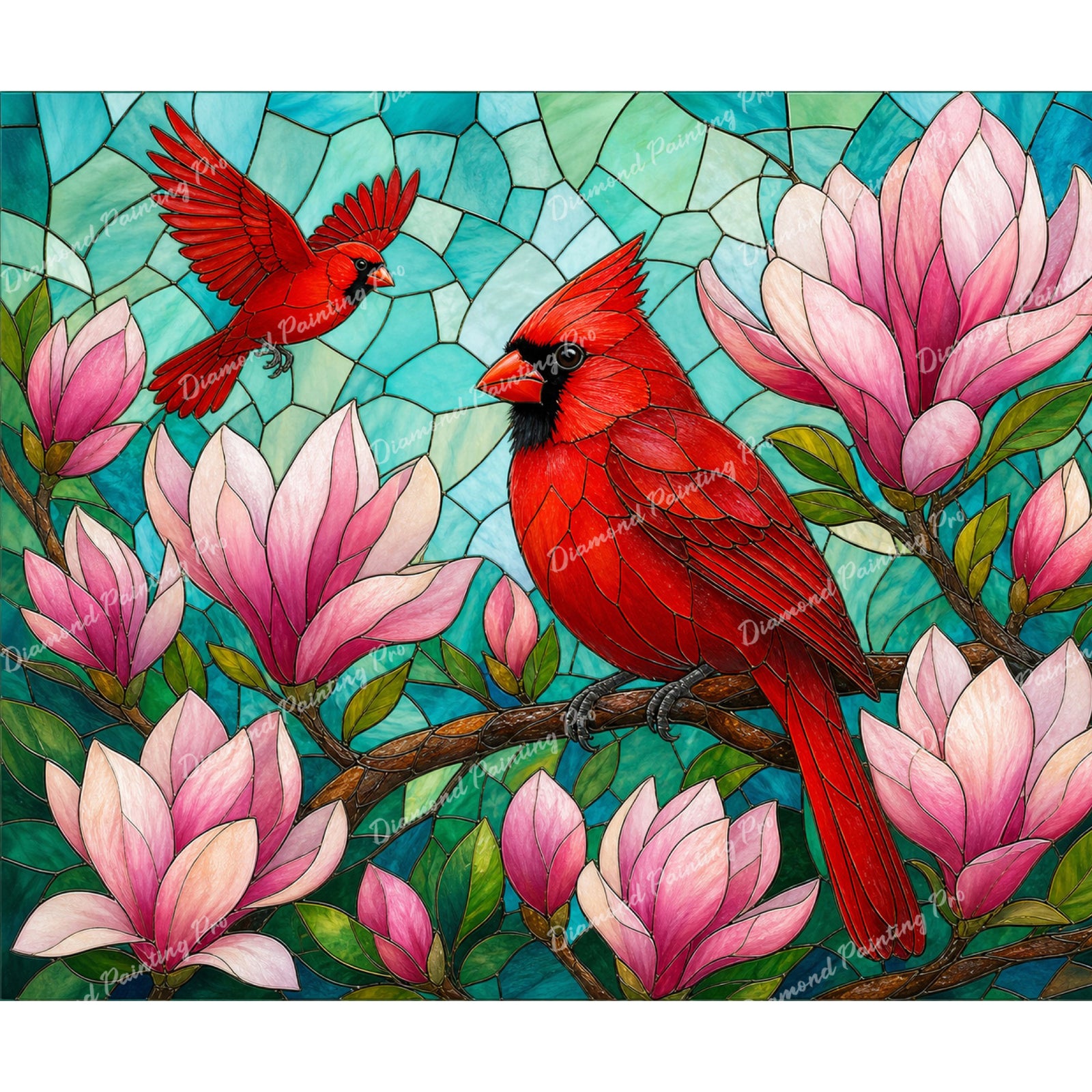 Cardinals and Magnolias Diamond Art Design - Full Drill with 5d Square or Round Diamonds / AB Drills Available
