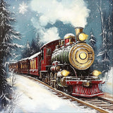 Christmas Express Train Diamond Art Design - Full Drill with 5d Square or Round Diamonds / AB Drills Available